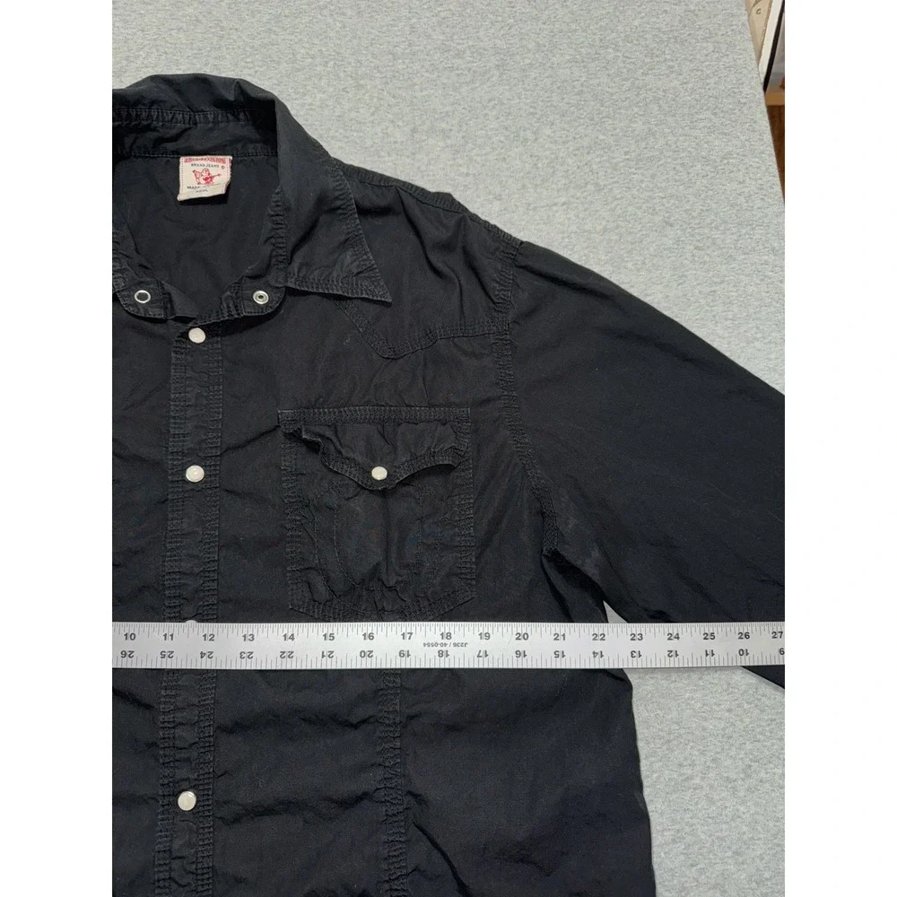 True Religion Men's Shirt Western Black pearl Snap Button Up Size 2XL